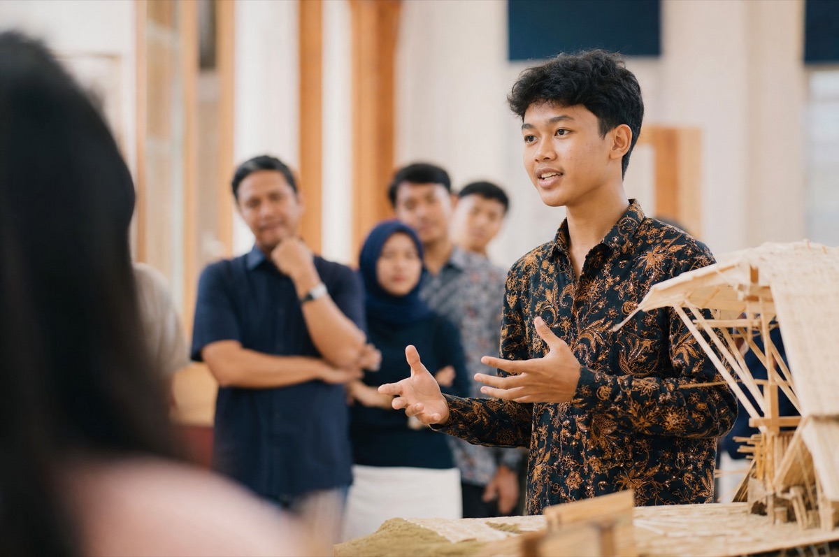 Anak mempresentasikan dan mempertahankan karyanya